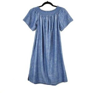J.Crew Womens Blue Chambray Cotton Off The Shoulder Pullover Mini Dress Size 4